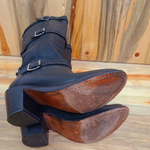 Frye Carmen Black Leather Three-Strap Boot Size 7 - Picture 4 of 10